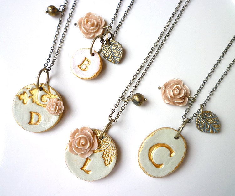 FOR JILL - Bridesmaid necklace - Vintage Garden Chic set of 7
