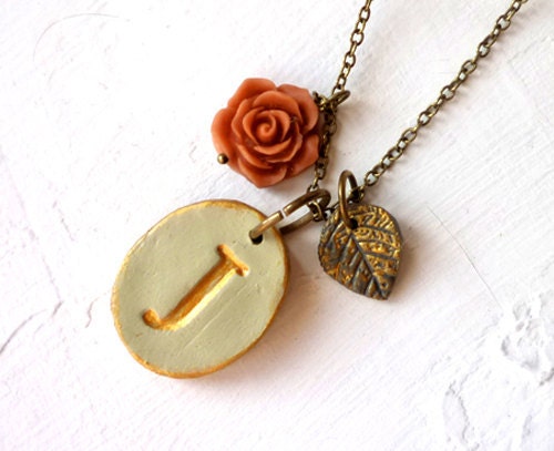 Vintage Letter Necklace - Rustic Chic  - English Garden - Eco Chic