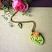 Initial Necklace - Victorian Garden - Fern green and Gold with Coral Rose Oval