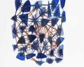 Original painting blue Abstract Painting 'connecting the dots' watercolor contemporary art home decor sea glass ateam oht