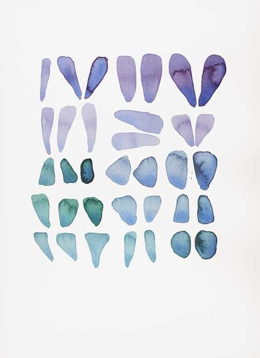 Original painting - Blue sea glass original Watercolor Beach Finds Abstract watercolor Blue lavender Aqua