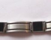 20 PERCENT OFF  Vintage Pendant and Bracelet Roman Stainless Steel Black Cabochon