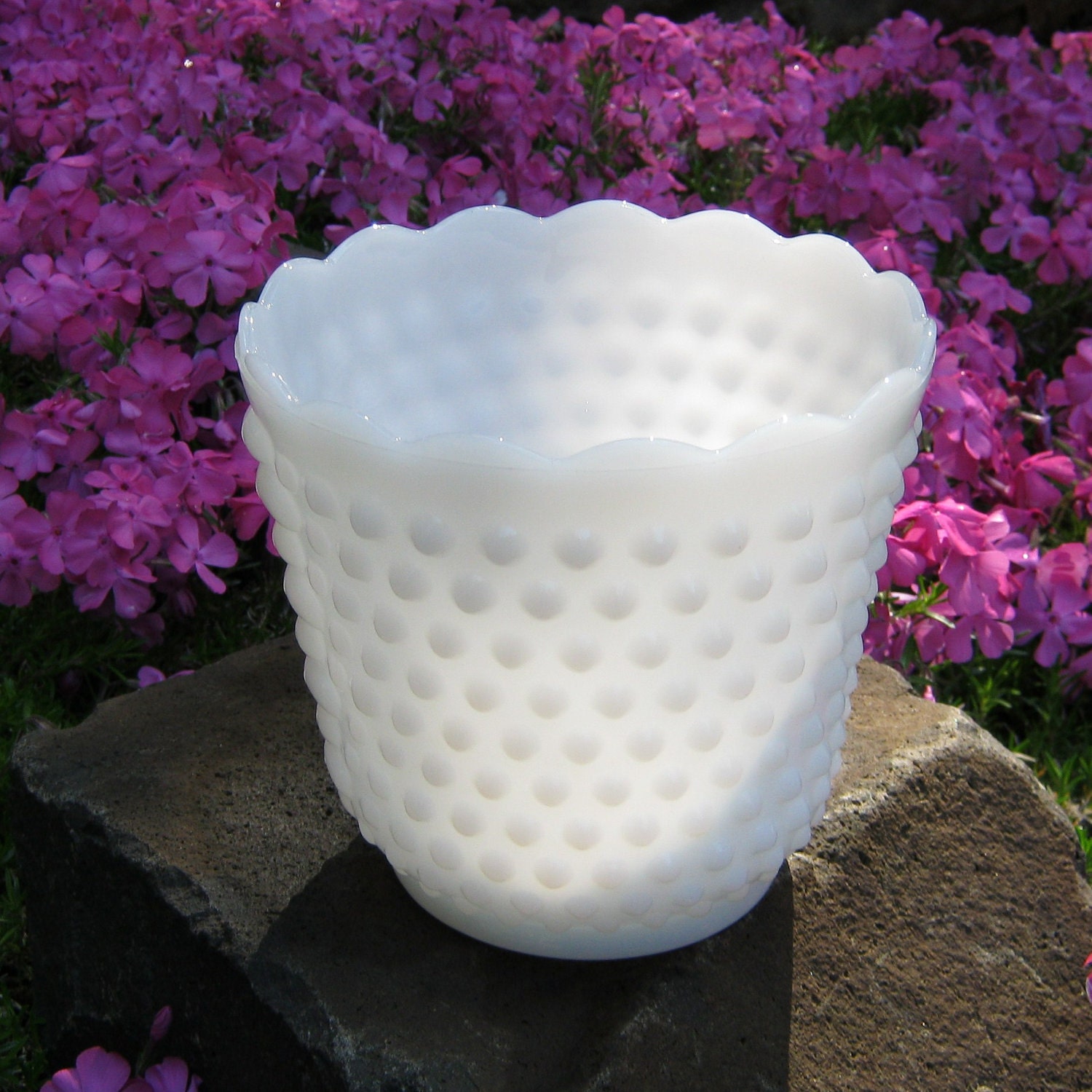 Large Milk Glass Hobnail Planter by Fire King