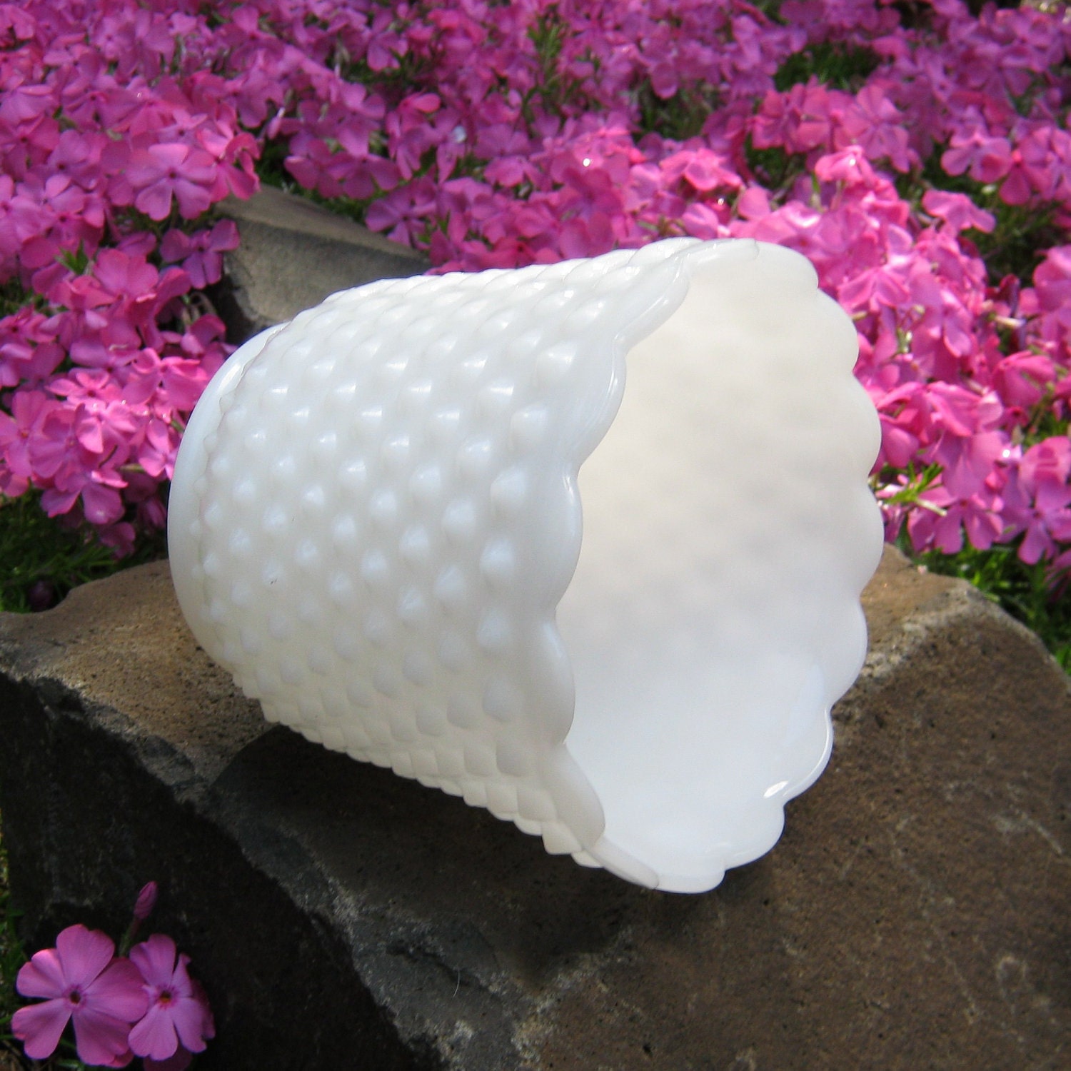 Milk Glass Hobnail Vase Planter