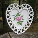 RESERVED for M- Westmoreland Milk Glass Heart Shaped Dish With Hand Painted Rose
