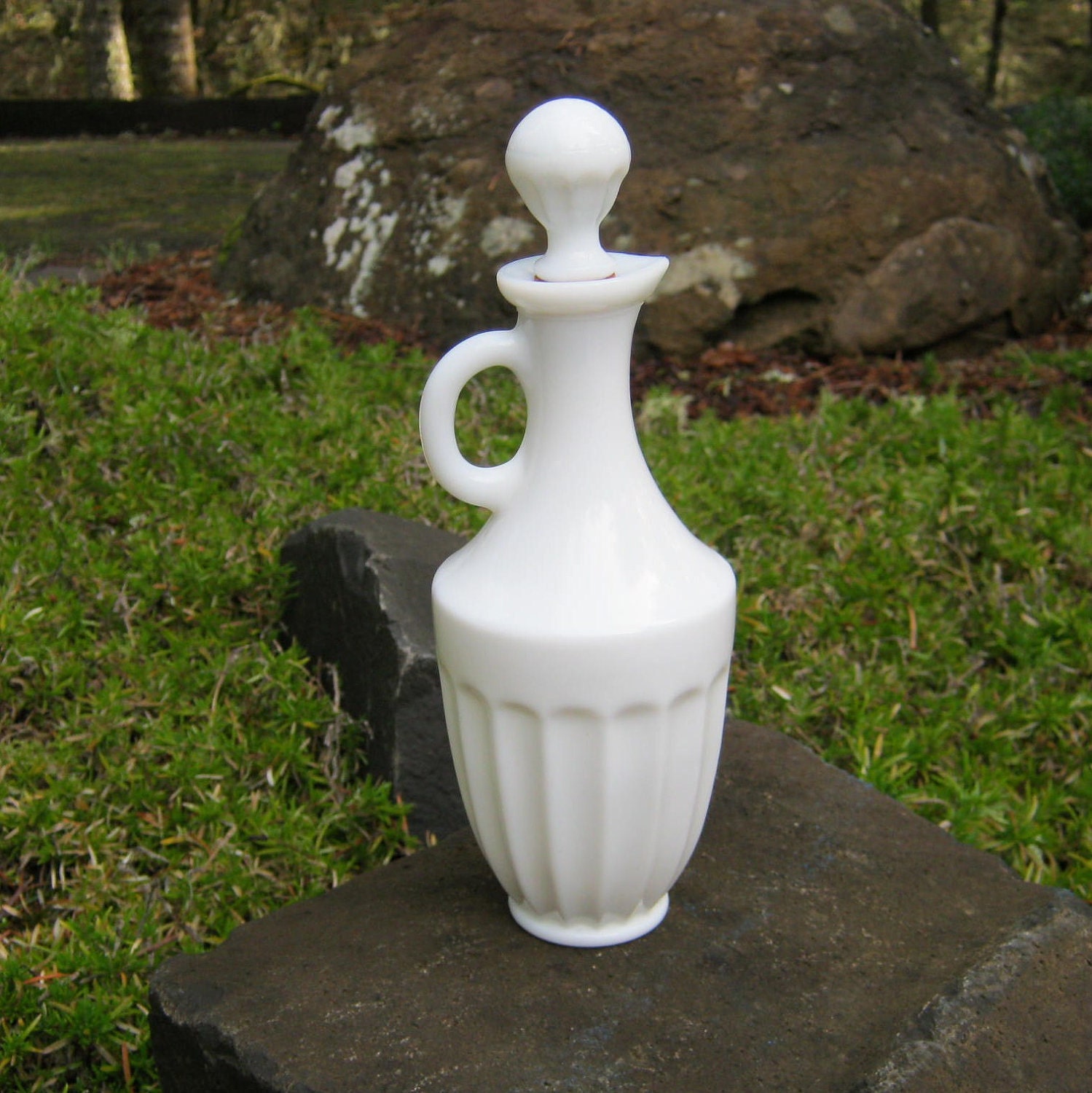 Vintage White Milk Glass Decanter