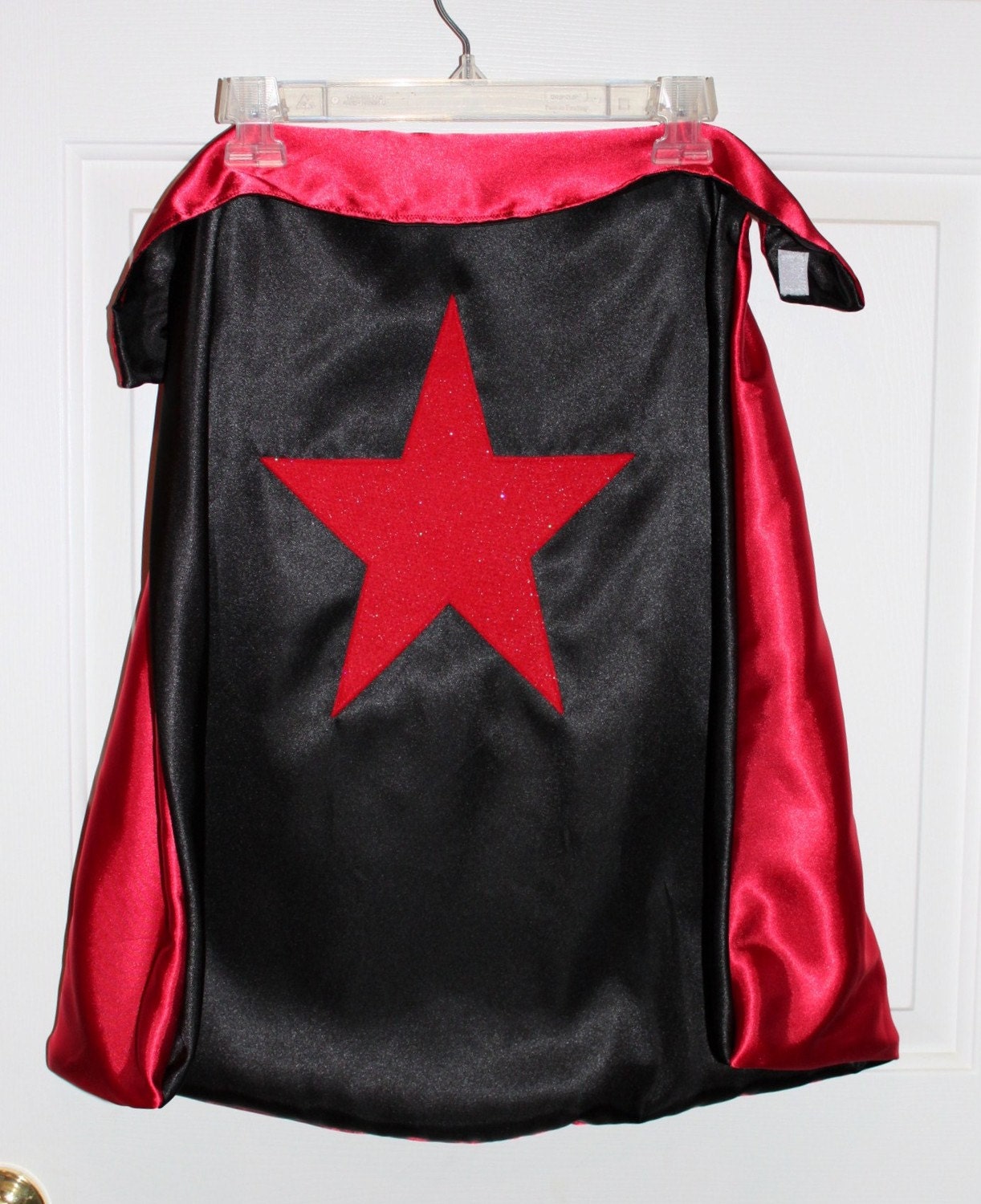 REVERSIBLE Magician's Cape CUSTOMIZED with Initial in Red and Black (feedback can be read in this listing)