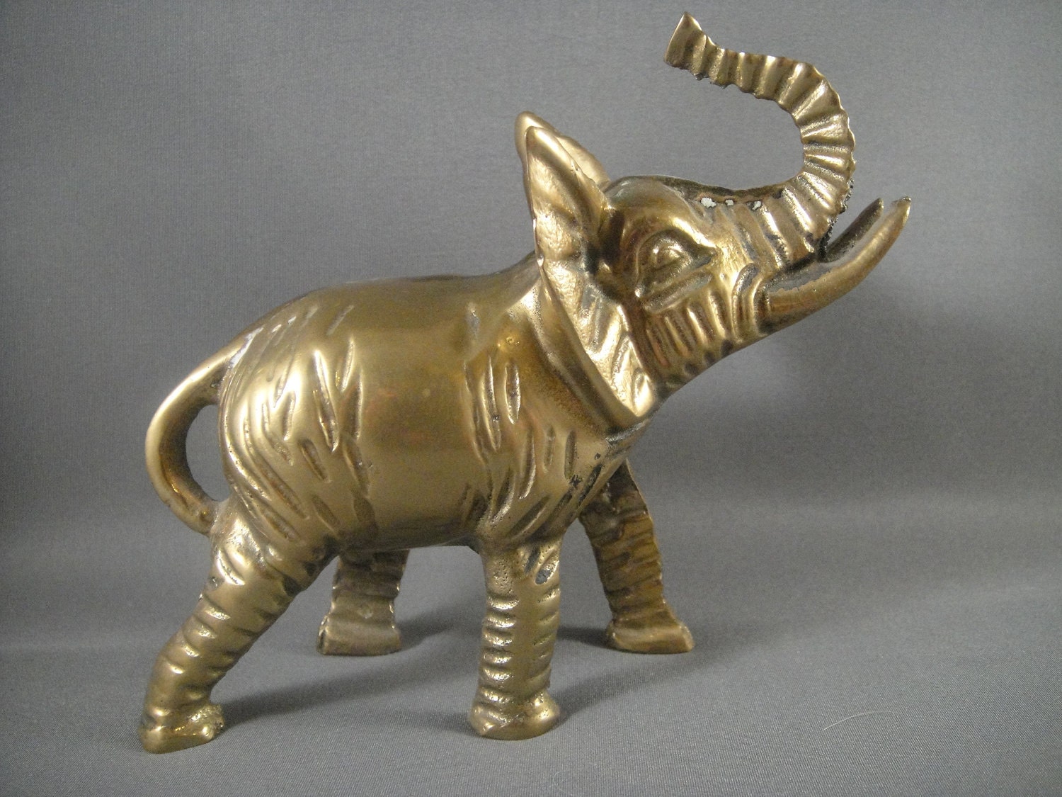 Brass Elephant Good Luck Trunk in the Air