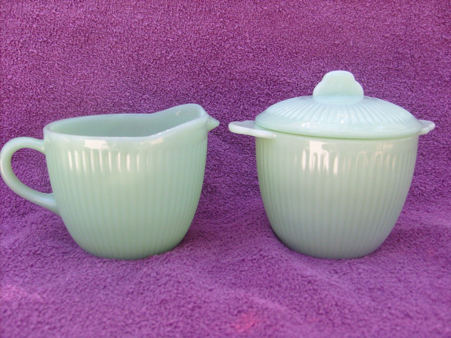 Fire King Jadeite Sugar and Creamer by WishingWellsGlass on Etsy