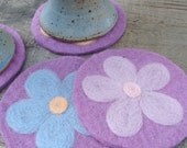 Felted Flower Coaster Set