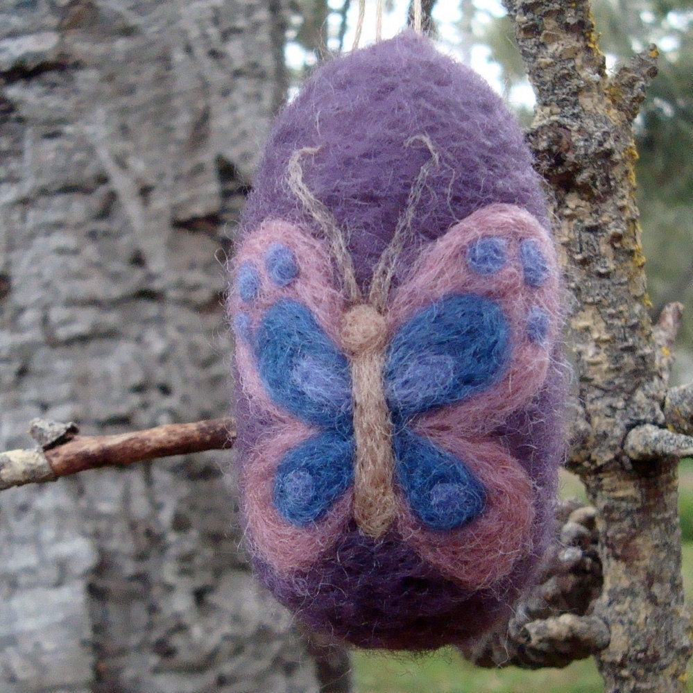 Purple Felted Butterfly Egg