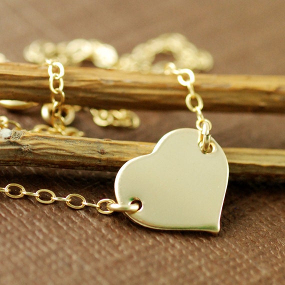 Charlize Theron Replica, Gold Heart Necklace, Love Necklace, 14kt Gold Filled Chain Necklace, Young Adult