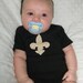 Who Dat Baby Black and Gold Fleur de Lis Onesie
