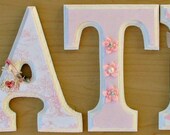 Wood letters personalized custom name 6 inch nursery wood wall hanging letter personalized sign boutique wall art decor baby pink white