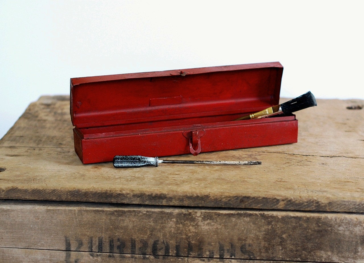 Skinny Red Metal Tool Box - FrogGoesToMarket