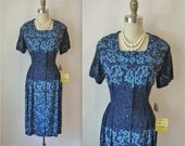 40's Floral Dress // Vintage 1940's Unworn Floral Print Cocktail Party Dress NOS Unworn NWT Tags L