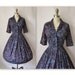 50's Cocktail Dress // Vintage 1950's Purple Floral Print Full Cocktail Party Dress S