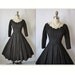 50's Cocktail Dress // Vintage 1950's Black Lace Full Circle Cocktail Party Dress XS