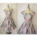 50's Day Dress // Vintage 1950's Pink Grey Cotton Plaid Check Casual Picnic Dress XS