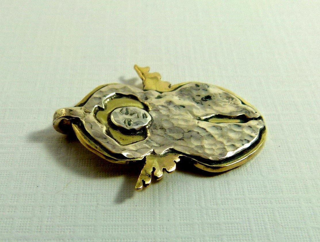Angel Willow Finds Balance And Calm - Art Jewelry Pendant - Repurposed Sterling Silverware, Brass, And PMC - 753