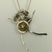 Angel Makae Lets Her Spirit Fly - Art Jewelry Pendant - Up Cycled Sterling, Antique Brass Button, And PMC - 761