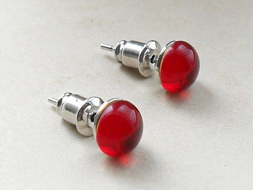 Ruby Red glass Earrings
