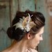 Peacock and Ivory Feather Hair Fascinator with a Vintage Crystal and Pearl Art Deco Jewelry Piece