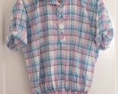 women's vintage plaid short sleeve.