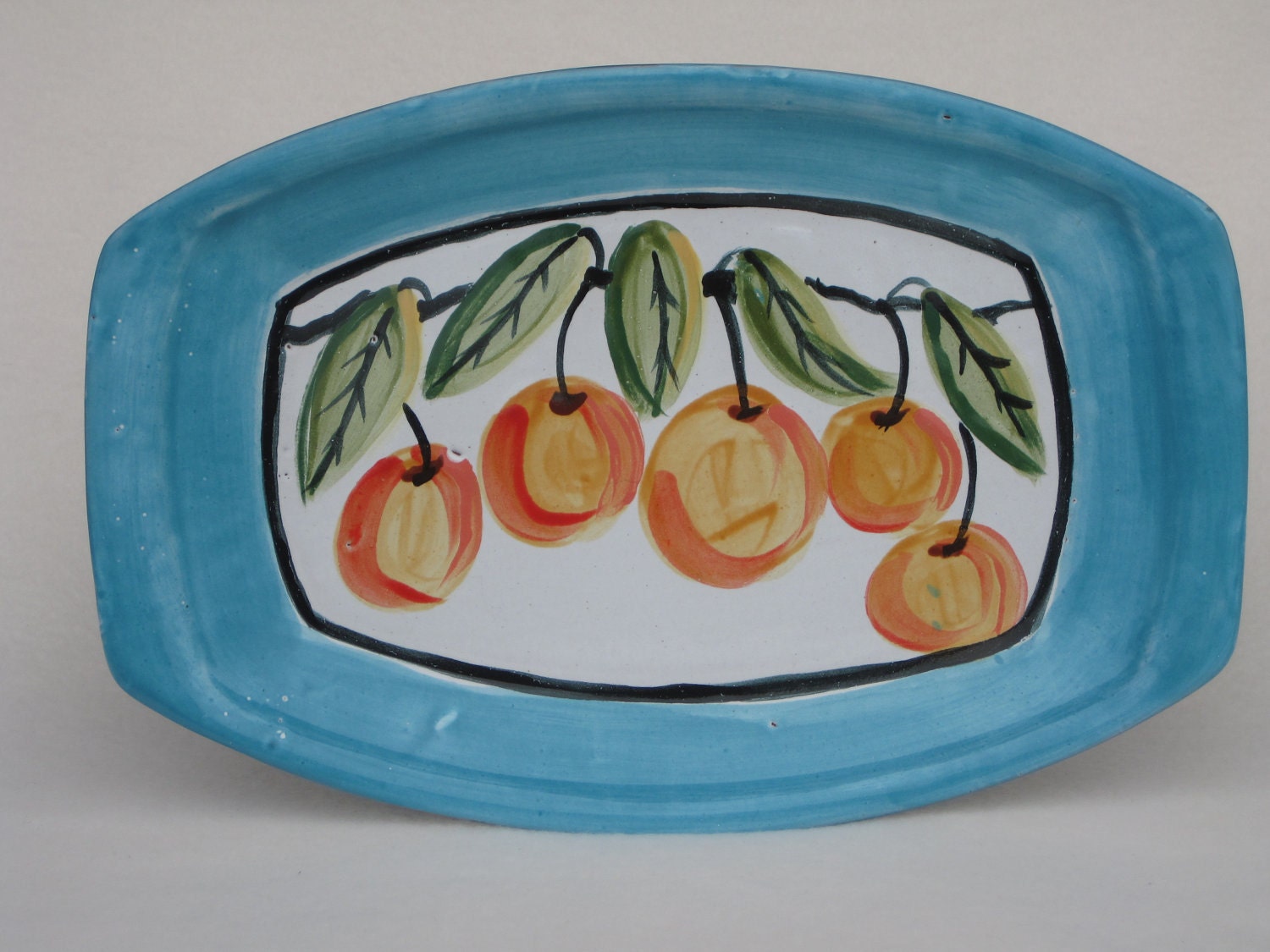 Peach Platter Majolica Oval