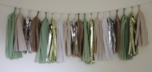 Tissue Tassel Garland-18 tassels- Minted