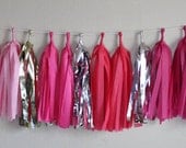 Tissue Tassel Garland-18 tassels - All Pinks