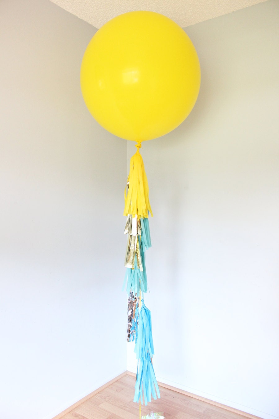 Party Totem - Balloon Tassels, Yellow and Aqua Il_570xn