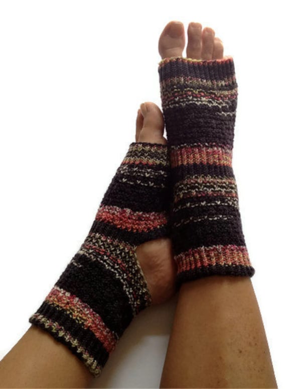 Toeless Yoga Socks Hand Knit in Blackjack by MadebyMegShop on Etsy