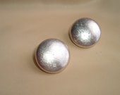 Vintage Round  gold leather button pierced earrings