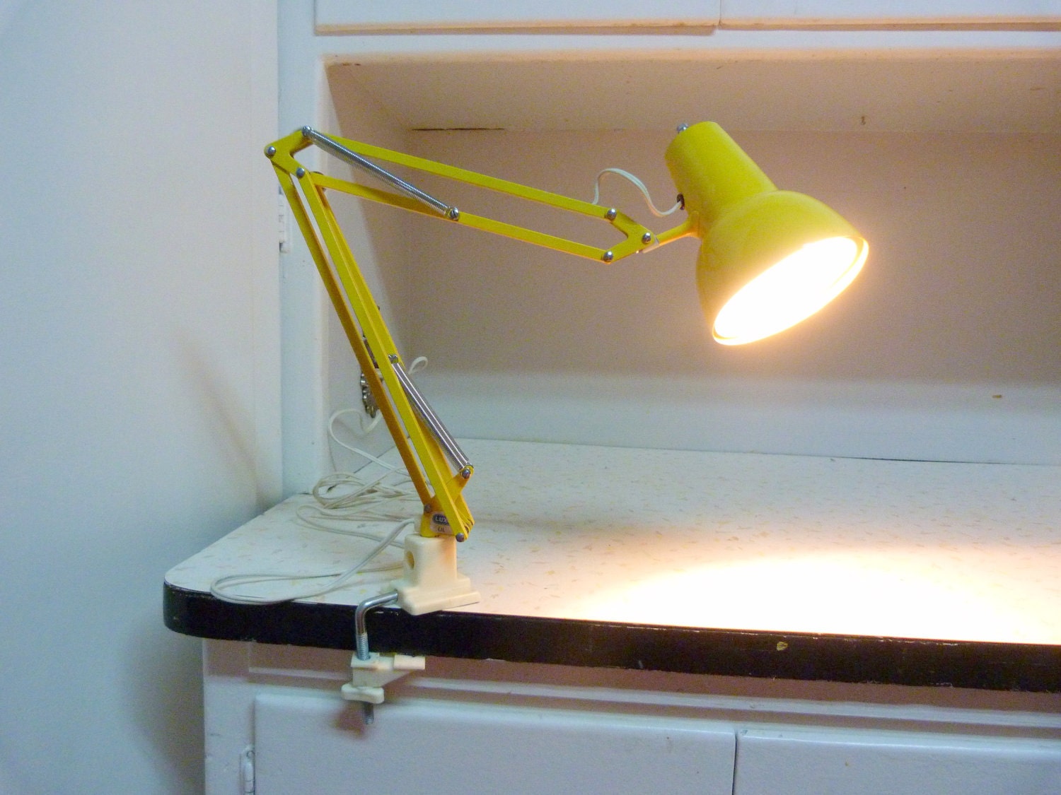 Vintage Sunny Yellow Luxo Clamp on Lamp Mid Century Modern