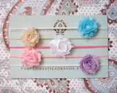 Small Shabby Flower Headbands - Newborn Headbands - Baby Headbands - Set of Five