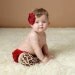 Leopard print headband with red flower - fits newborn infant baby teen through adults