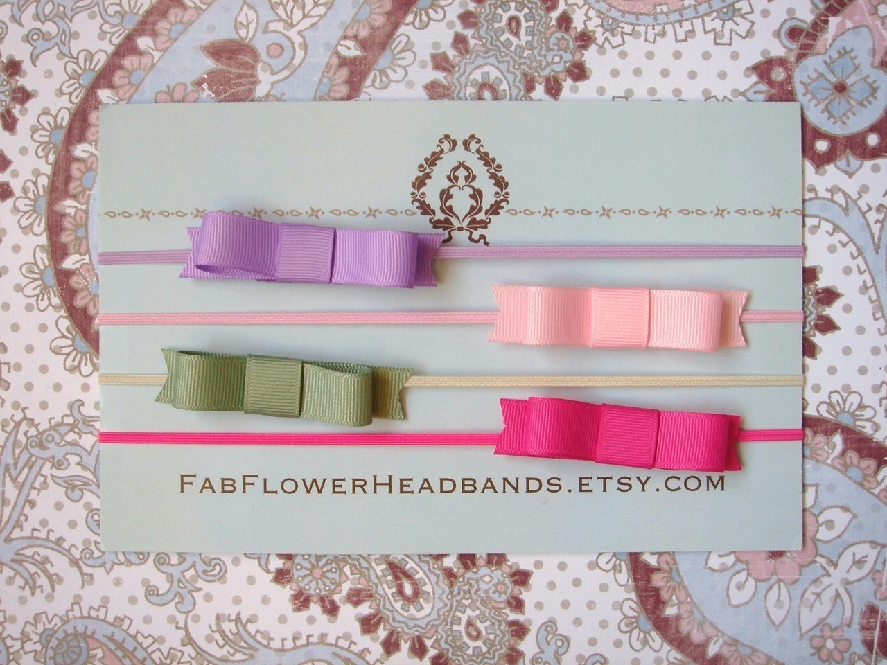 Set of Four - Small Bow Headband - Baby Bow Headband - Newborn Bow Headband
