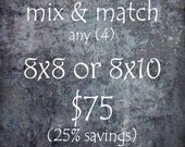 Any Four 8x8 or 8x10 Giclee Prints - Home Decor - Gallery Wall Art