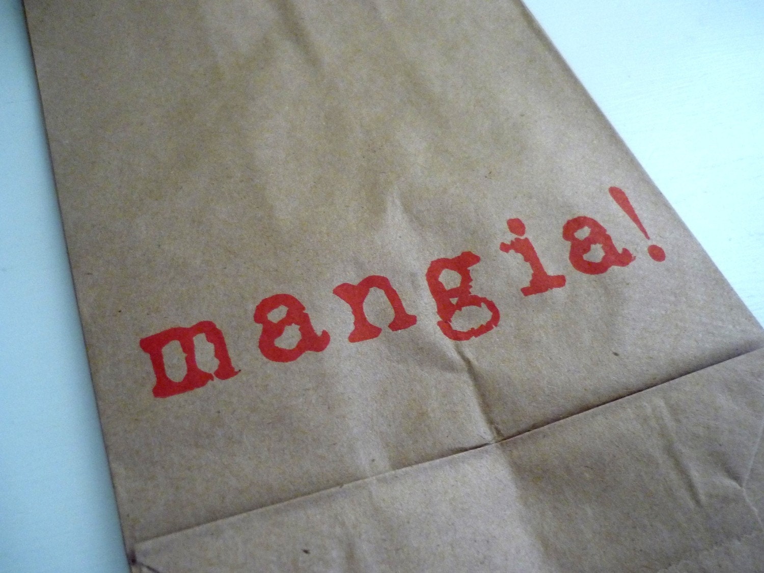 Mangia / Set of 10 Stamped Brown Paper Lunch Sacks