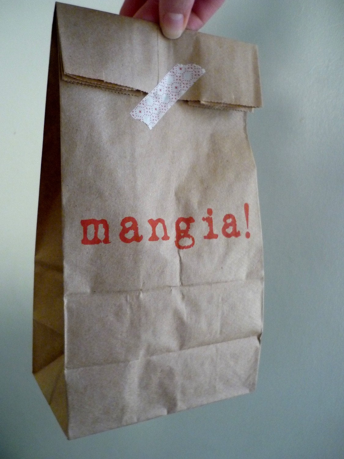 Mangia / Set of 10 Stamped Brown Paper Lunch Sacks