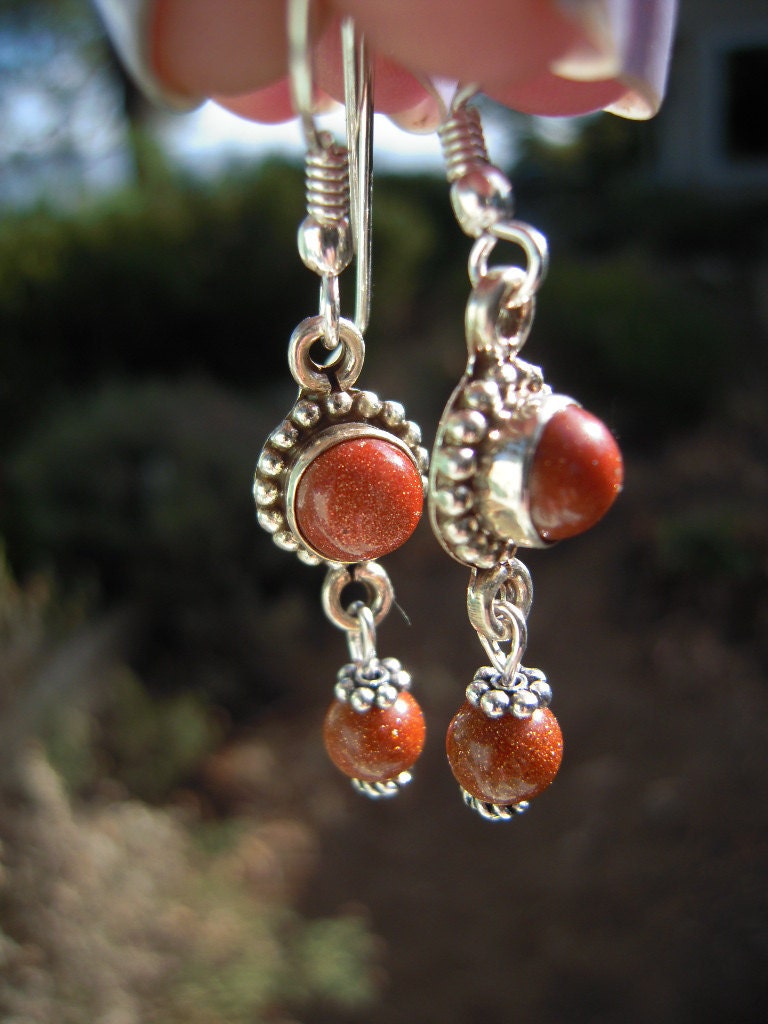 Red Goldstone Earrings