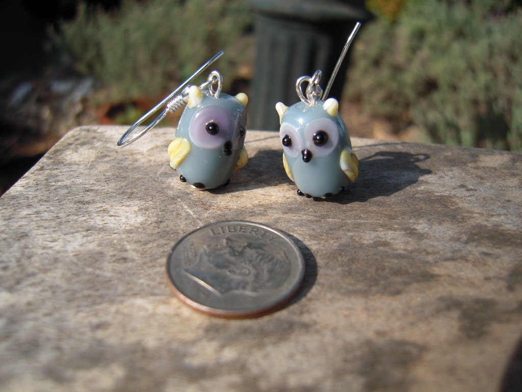 Grey Owl Earrings
