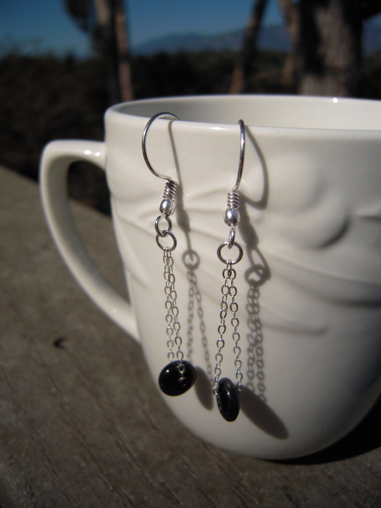 Black Beaded Chain Earrings
