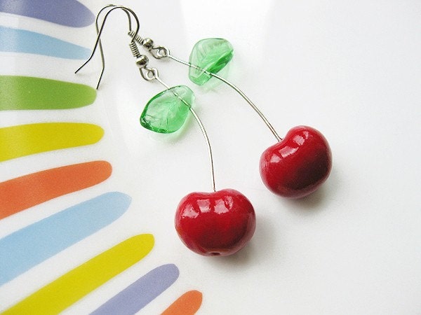 FREE WORLDWIDE SHIPPING - Cherry Clay Earrings