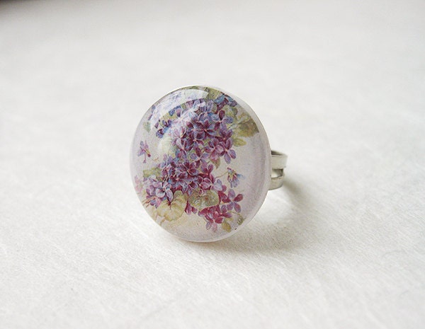 FREE SHIPPING CIJ - Lilac Bouquet Clay Ring - christmasinjuly