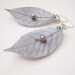 FREE WORLDWIDE SHIPPING - Silver Gray Leaves Clay Earrings