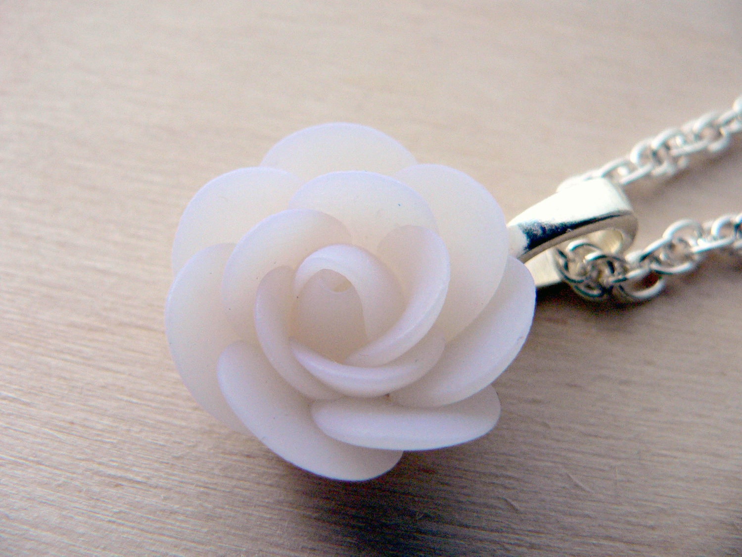 Translucent White Rose Necklace Bridal