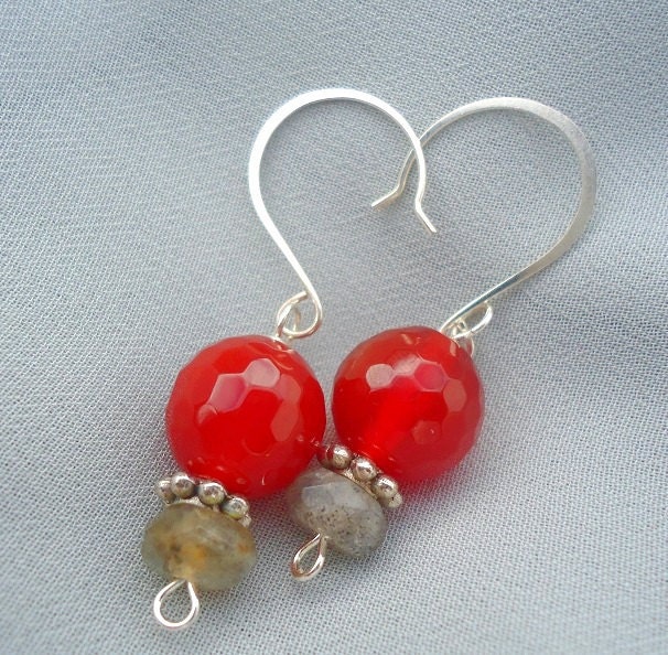 Carnelian and labradorite Drop Earrings