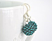 Beaded beads earrings - Tiny size - Teal color Pantone trends